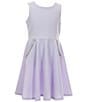 Color:Lilac - Image 1 - Big Girls 7-16 Sleeveless Novelty-Trimmed Scupa Fit & Flare Dress