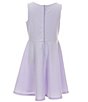 Color:Lilac - Image 2 - Big Girls 7-16 Sleeveless Novelty-Trimmed Scupa Fit & Flare Dress