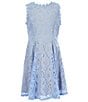 Color:Light Blue - Image 1 - Big Girls 7-16 Two-Tone-Lace Fit-And-Flare Dress