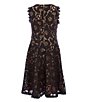 Color:Black - Image 2 - Big Girls 7-16 Two-Tone-Lace Fit-And-Flare Dress