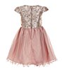 Color:Blush - Image 2 - Little Girls 2T-6X Brocade-Bodice Wire-Edge-Hem Fit-And-Flare Dress