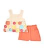 Color:Ivory - Image 1 - Little Girls 2T-6X Flower Crochet Tank Top & Solid Gauze Shorts Set