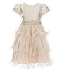 Color:Taupe - Image 1 - Little Girls 2T-6X Mikado/Tulle Wire-Hem Fit-And-Flare Dress