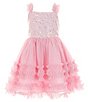 Color:Pink - Image 1 - Little Girls 2T-6X Sequin Embellished Bodice/Ruched Tutu Skirt Fit & Flare Dress