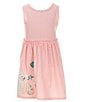 Color:Coral - Image 1 - Little Girls 2T-6X Sleeveless Easter-Bunny-Appliqued Fit-And-Flare Dress