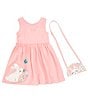 Color:Coral - Image 3 - Little Girls 2T-6X Sleeveless Easter-Bunny-Appliqued Fit-And-Flare Dress