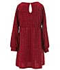 Color:Burgundy - Image 4 - Little Girls 2T-6X Sleeveless Faux-Fur Vest & Long Sleeve Metallic A-Line Dress