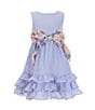 Color:Blue - Image 1 - Little Girls 2T-6X Sleeveless Striped Seersucker Fit & Flare Dress