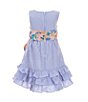 Color:Blue - Image 2 - Little Girls 2T-6X Sleeveless Striped Seersucker Fit & Flare Dress