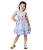 Color:Blue - Image 3 - Little Girls 2T-6X Sleeveless Striped Seersucker Fit & Flare Dress