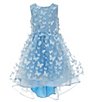 Color:Light Blue - Image 1 - Little Girls 2T-6X Sleeveless Three-Dimensional Butterfly-Appliqued High-Low Ballgown