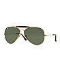 Color:Gold/Dark Green - Image 1 - Icon Outdoorsman II Double Bridge Aviator Sunglasses