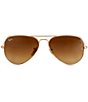 Color:Brown Gradient - Image 2 - Large Metal Double Bridge Aviator Sunglasses