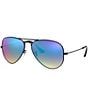 Color:Black/Blue - Image 1 - Unisex 0RB3025 58mm Mirrored Aviator Sunglasses
