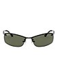 Color:Gunmetal - Image 2 - Unisex 0RB3183 63mm Polarized Rectangle Sunglasses