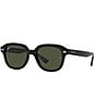 Color:Black - Image 1 - Unisex Erik 53mm Round Polarized Sunglasses