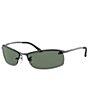 Color:Gunmetal Green - Image 1 - Unisex RB3183 63mm Rectangle Sunglasses