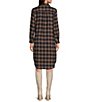 Color:Rustic Plaid - Image 2 - Annie Point Collar Long Roll-Tab Sleeve Button Front Plaid Shirt Dress