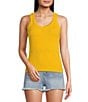 Color:Marigold - Image 1 - Scoop Neck Ribbed Knit Sleevless Tank Top