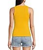 Color:Marigold - Image 2 - Scoop Neck Ribbed Knit Sleevless Tank Top