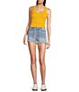 Color:Marigold - Image 3 - Scoop Neck Ribbed Knit Sleevless Tank Top