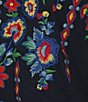Color:Navy Multi - Image 4 - V-Neck Floral Embroidered Short Sleeve Knit Top