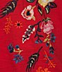 Color:Red Multi - Image 4 - V-Neck Floral Embroidered Short Sleeve Knit Top