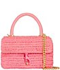 Color:Rose - Image 1 - Edie Straw Top Handle Crossbody Bag