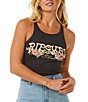 Color:Washed Black - Image 1 - Endless Summer Ribbed Graphic Tank Top