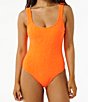 Color:Bright Orange - Image 1 - Santorini Solid Wide Strap Scoop Neck One Piece Swimsuit