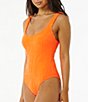 Color:Bright Orange - Image 3 - Santorini Solid Wide Strap Scoop Neck One Piece Swimsuit