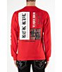 Color:Red - Image 1 - Long Sleeve Mirror Logo T-Shirt