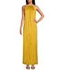 Color:Amber - Image 1 - Estere Chain Gathered Halter Neck Sleeveless Side Slit Caftan Maxi Dress