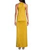 Color:Amber - Image 2 - Estere Chain Gathered Halter Neck Sleeveless Side Slit Caftan Maxi Dress