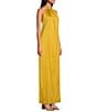 Color:Amber - Image 3 - Estere Chain Gathered Halter Neck Sleeveless Side Slit Caftan Maxi Dress