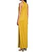 Color:Amber - Image 4 - Estere Chain Gathered Halter Neck Sleeveless Side Slit Caftan Maxi Dress