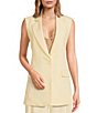 Color:Pale Banana - Image 1 - Jessy Stretch Twill Notch Lapel Collar Sleeveless One-Button Coordinating Vest