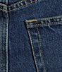 Color:Medium Wash - Image 4 - Sebastian Denim Point Collar Neck Long Dolman Sleeve Pocketed Midi Shirt Dress