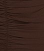 Color:Chocolate - Image 3 - Yebba Chiffon Turtle Neck Long Blouson Sleeve Shirring Detail Mini Dress
