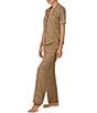 Color:Brown Animal - Image 3 - Knit Animal Print Short Sleeve Notch Collar Pajama Set
