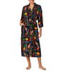 Color:Black/Multi - Image 1 - Woven Tropical Patchwork 3/4 Sleeve Maxi Robe