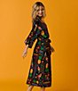 Color:Black/Multi - Image 4 - Woven Tropical Patchwork 3/4 Sleeve Maxi Robe
