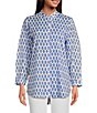 Color:Blue Omega - Image 1 - Tussa Banded Collar Button Down Long Sleeve Top