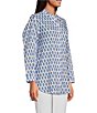 Color:Blue Omega - Image 3 - Tussa Banded Collar Button Down Long Sleeve Top