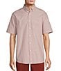 Color:Red - Image 1 - Big & Tall Short Sleeve Small Stripe Oxford Sport Shirt