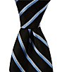 Color:Black - Image 1 - Double Stripe 3 3/8#double; Woven Silk Tie