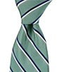 Color:Green - Image 1 - Double Stripe 3 3/8#double; Woven Silk Tie