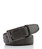 Color:Black - Image 1 - Gunmetal Leather Dress Belt