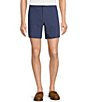 Color:Dark Navy Heather - Image 1 - Performance Stretch Fabric Straight Fit Flat Front 7#double; Heathered Shorts
