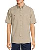 Color:Khaki Heather - Image 1 - Performance The Charter Vented Short Sleeve Solid Fishing Sport Shirt